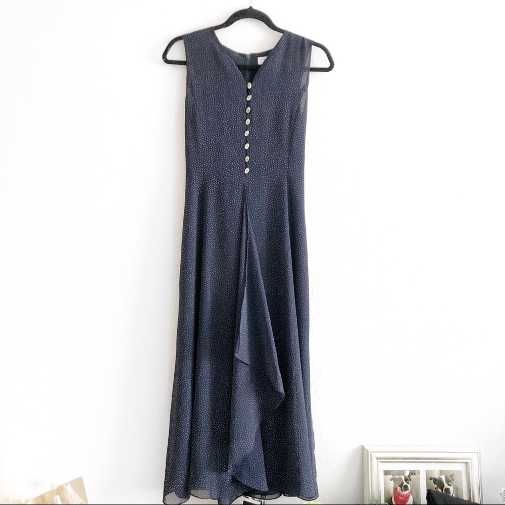 James & Lottie Kadence Dress - Blue Cord Dress with Blue and Green Dotted Swiss main image 1